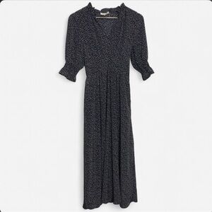 Melloday Black White Pebble Polka Dot Maxi Dress XS Cottagecore Boho
